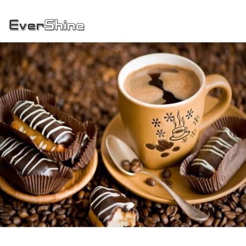 Evershine 5D Diamond Painting Full Drill Square Coffee Cross Stitch Rhinestone Pictures Scenery Beads Embroidery Home Decoration