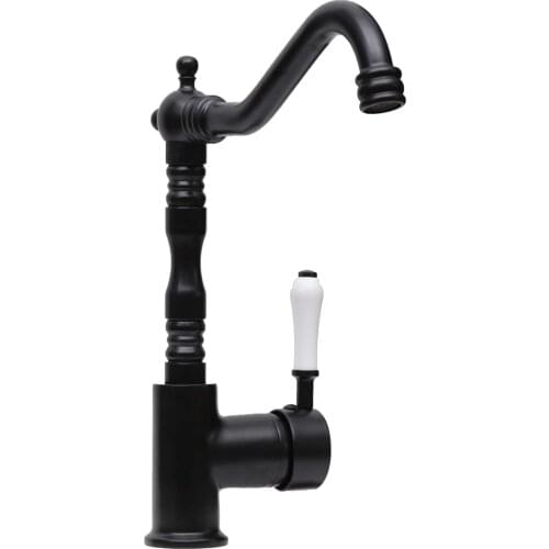 Verona Black Kitchen Sink Faucet Porcelain Sleeve