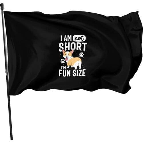 I Am Not Short I'm Fun Size Corgi Flags 3x5 Outdoor Decorative Funny Summer Garden Flags Home Decor for Outside