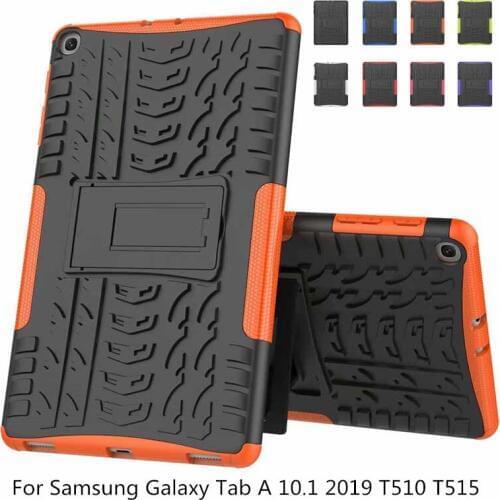 Hybrid Armor Silicone + hard shell Cover For Samsung Tab A 10.1 2019 T510 T515 Stand Protective ShockProof Tablet Case + film