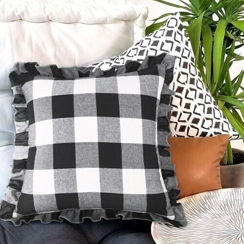 Ruffled Pillow Shams lattice Standard Pillowcases Lace Shabby Chic Farmhouse Pretty Girls Vintage Frilly Pillow Cover Protector