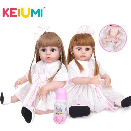 KEIUMI 19 Inch Reborn Baby Doll Handmade twins Realistic Full Collectiontoy For Kids Christmas Gift Bedtime Playmate
