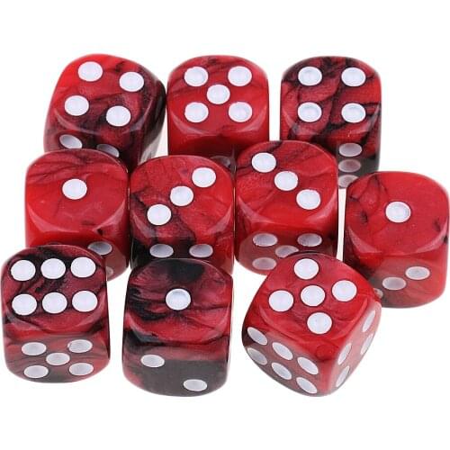 Pack of 10 D6 Dice Set 16mm for RPG Rounded Acrylic-Choice of 6 ColorS