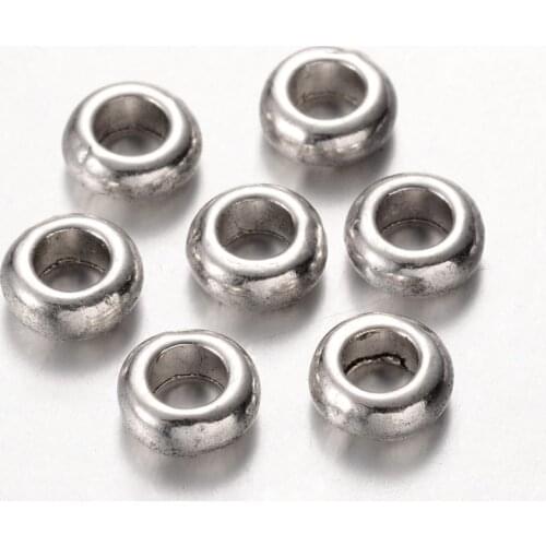 Pandahall Brass Rhinestone Spacer Beads, Grade A, Wavy Edge, Silver Color, Rondelle, Crystal, 8x3.8mm, Hole: 1mm