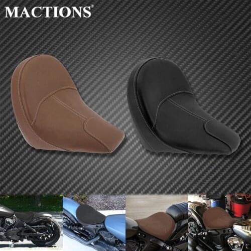 Motorcycle Black/Brown Leather Front Driver Pillion Seat Solo Rider Cushion Saddle Seat For Indian Scout 15-20 Sixty 2016-2020