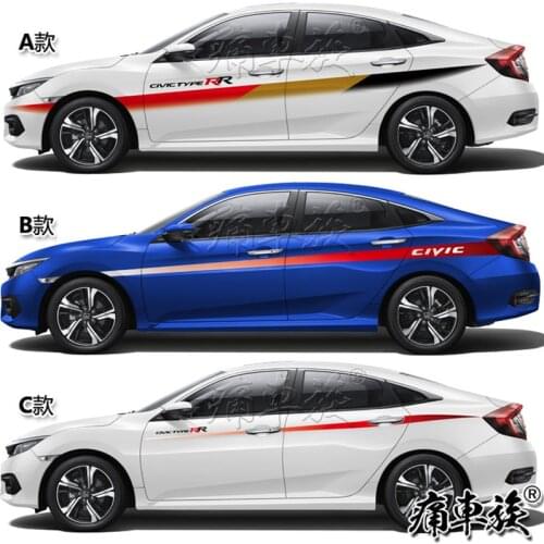 FC1 decoration modified body sticker car sticker color strip car sticker For Honda Civic 2016-2019 car stickers pull flower