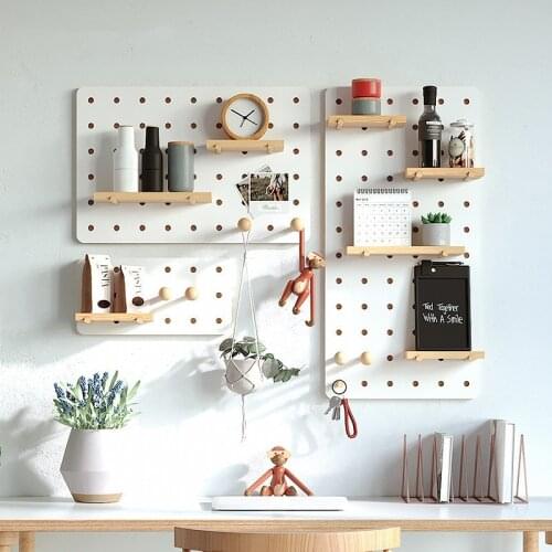 DIY Storage Rack Wooden Hole Hanging Wall Panel Rack for Bathroom Bedroom Kitchen Storage Rack