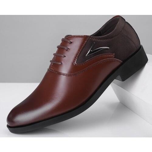 Newest Luxury Brand Classic Man Pointed Toe Dress Shoes Pu Leather Black Wedding Shoes Male Oxford Formal Plus Size 38-48