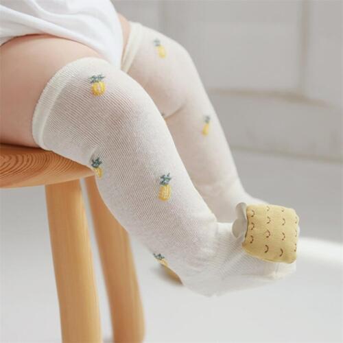 Adorable newborn baby socks summer cozy mesh knee high long socks for boys cartoon strawberry/pineapple design leg wamrers