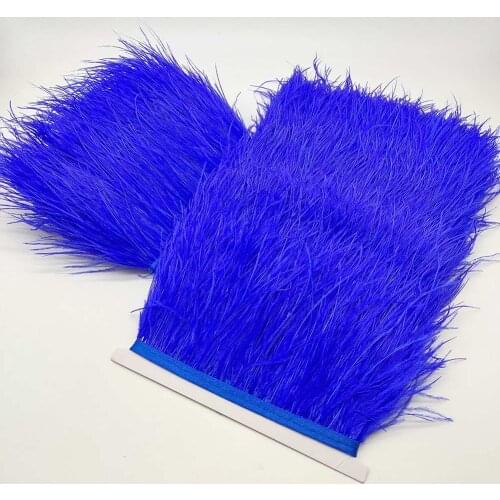 Wholesale 10Yard Sapphire Ostrich Feather Trim Fringe Feather Ribbon 8-10CM Width Sewing Crafts Costumes Decoration Diy