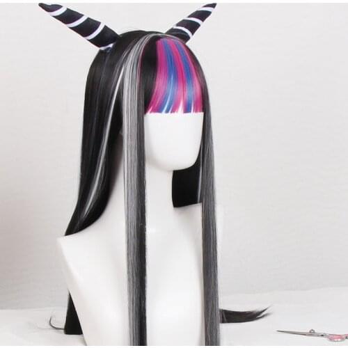 100cm Danganronpa: Trigger Happy Havoc Cosplay Wigs Mioda Ibuki Playing Short Colorful Long Straight Hair Halloween 1:1 Wigs