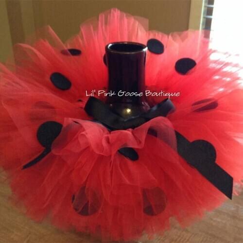 Cute Baby Red Tutu Skirts Infant Girls Tulle Pettiskirts with Black Dots and Flower Headband Kids Birthday Party Costume Skirts