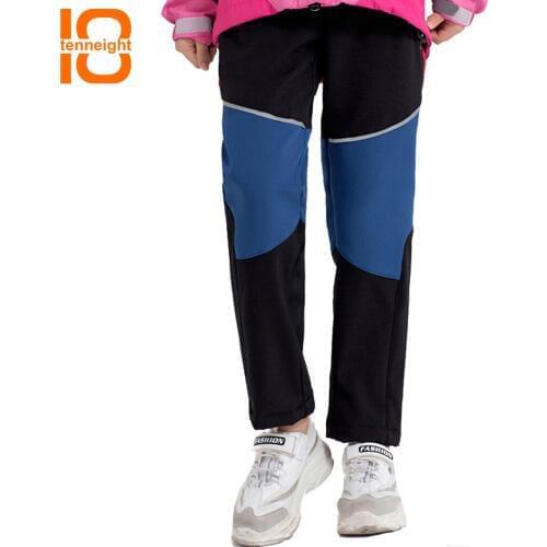 TENNEIGHT Childrens trousers boys and girls outdoor softshell pants waterproof breathable hiking pants winter ski climbing pant