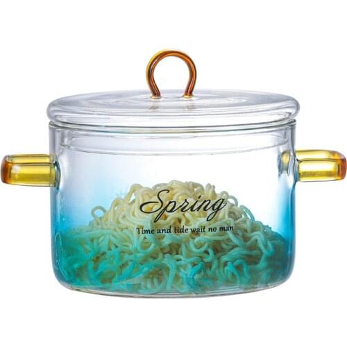 Gradient Color Glass Pot 900ml High Temperature Resistant Microwave Oven Glass Pot Large Capacity Bowl