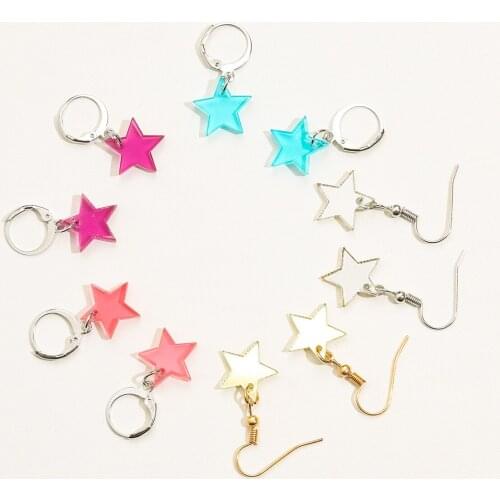 Stillgirl 5Pcs Cute Multi Color Star Pendant Unusual Earrings Set for Women Funny Kpop Geometric Y2k Korean Fashion Jewelry Gift