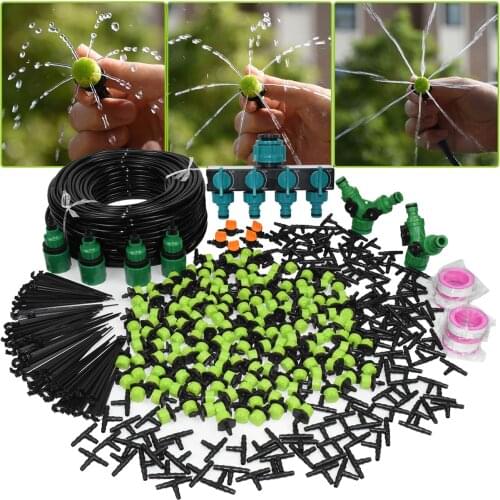 Waltregro 5-60M Automatic 4/7mm Hose Micro Drip Irrigation System Garden Spray 1/4'' Plant Self-Watering Kits Adjustable Dripper