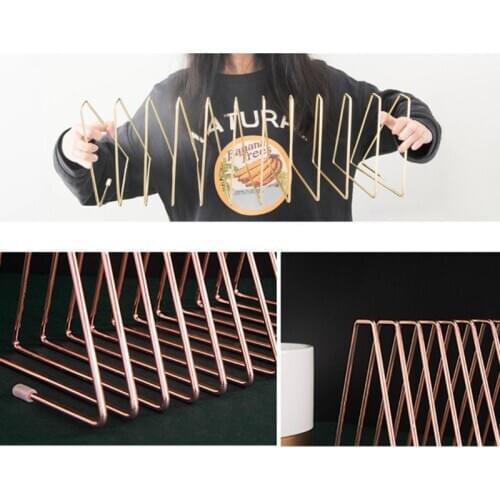 11 Grid Triangle File Storage Shelf Book Stand Retractable Nordic Wrought Iron M17F