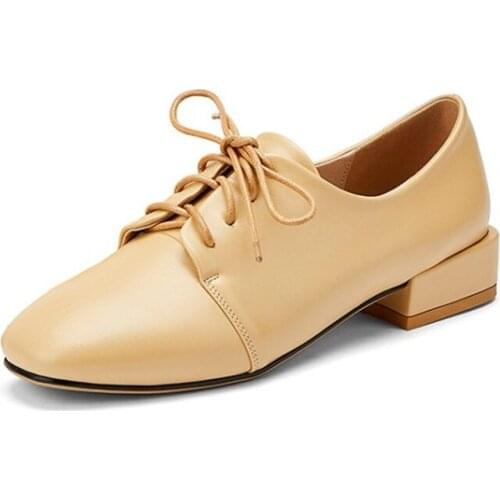 New Spring Oxford Shoes For Women Lace Up Leather Shoes Woman Casual Office Shoes Ladies Flat