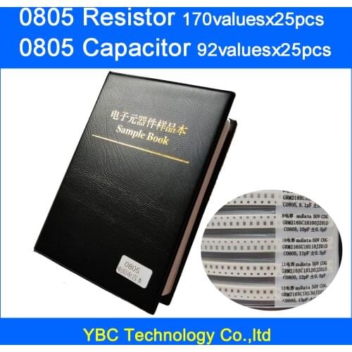 0805 SMD Resistor 0R~10M 1% 170valuesx25pcs=4250pcs + Capacitor 92valuesX25pcs=2300pcs 0.5PF~10uF Sample Book