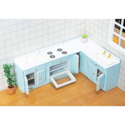 1:12 Dollhouse Miniature Corner Cabinet Wash Basin Cooking Bench Accessories for Kitchen