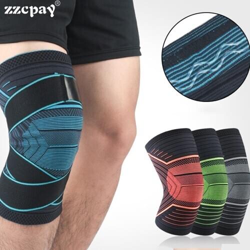 1PCS Basketball Knee Brace Compression Bandage knee Support Sleeve Injury Recovery Volleyball Silicone Spring Sports Knee Pads