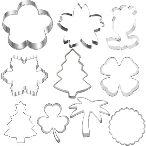 10Pcs Wedding Cookie Cutter Stainless Steel Cut Candy Biscuit Mold Cooking Tool Valentines Day Flower Theme Cutters Baking Mold