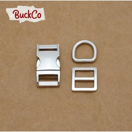 15mm Silver(metal buckle+Tri-Glid+D ring/set)for DIY handmade bags belts dog collar webbing sewing premium accessory