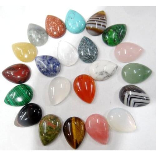 20PCS Natural Stone water drop Cabochons CAB 25*18MM No hole Good Quality Beads for DIY Jewelry production Making Ring Earring