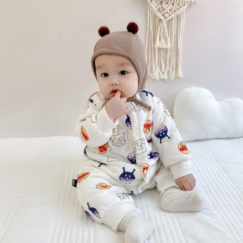 2021 Long Sleeve Baby Bodysuit Childrens Single Breasted Cotton Romper In Autumn And Winter Suit Fleece Cotton for Babies