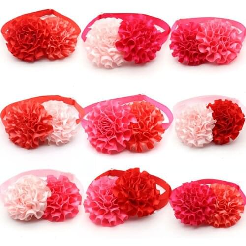 30/50 Pc Valentines Day Flower Style Dogs Pet Bow Tie Collar Necktie For Puppy Dogs Cat Wedding Accessories Bowtie Pet Supplies