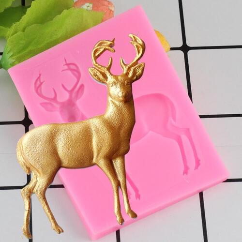 Mujiang 3D Deer Silicone Mold Fondant Molds Christmas Cake Decorating Tools Candy Chocolate Gumpaste Mould Kitchen Baking Moulds