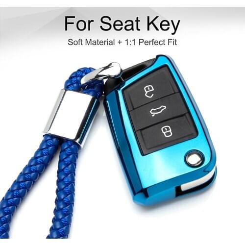 For Seat Ateca Ibiza Fr Leon Fr Mk3 St 1m Mk2 Mk1 Arona Toledo Altea TPU Car Key Case Cover Key Fob Ring Styling Accessories