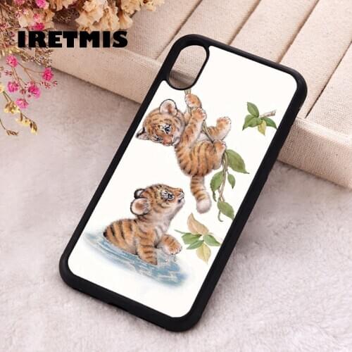 Iretmis 5 5S SE 2020 phone cover cases for iphone 6 6S 7 8 Plus X Xs Max XR 12 MINI Pro Soft Silicone TPU Little tiger playing