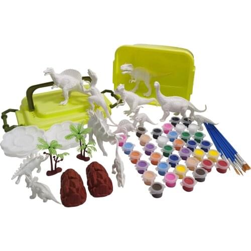 Painted Graffiti Dinosaur Toy Children DIY Painted Dinosaur Model PVC Suit Animal Model Hand Coloring Game Pad for Kids Toy