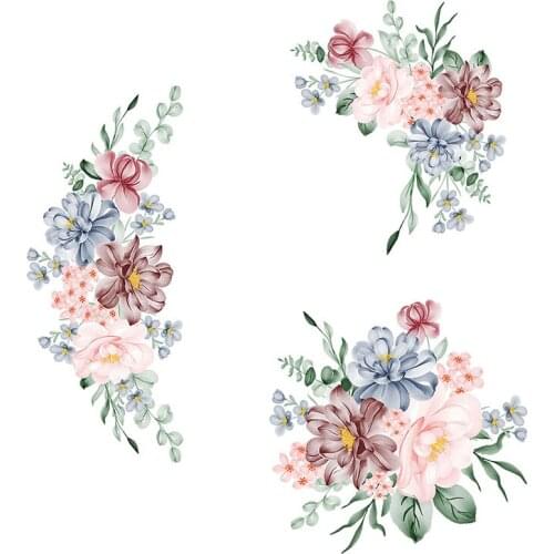 Three Ratels QCF32 Elegant beautiful bouquet light color watercolor exquisite flower sticker home decoration refrigerator toilet