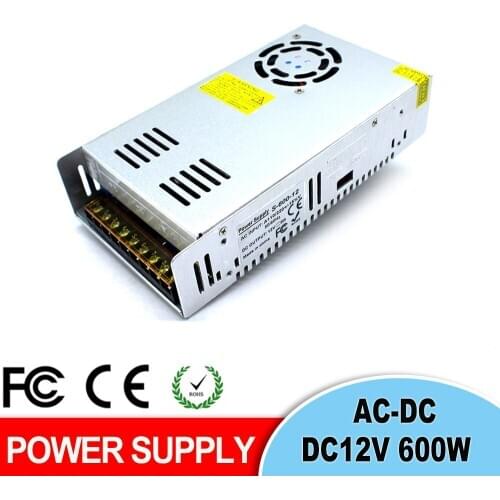 DC Power Supply 12V 50A 600w Led Driver Transformer AC110V 220V to dc 12v Power Adapter for strip lamp CNC CCTV