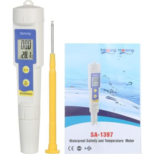 2-in-1 Salinometer Salinity Temperature Meter Water Quality Analysis Tool 0~199.9ppt Salinograph Range 0~50℃ Temperature Meter