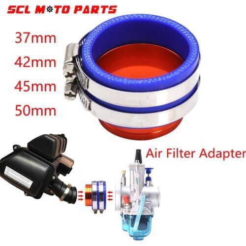 Alconstar- PWK PE Carburetor Universal 37mm/42mm/45mm/50mm Intake Air Filter Joint Interface Adapter CNC Aluminum Rubber