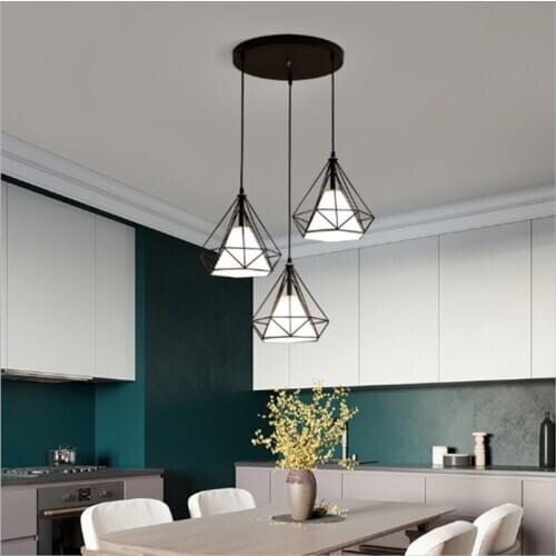 Nordic wrought iron creative aisle living room dining room chandelier simple modern diamond chandelier