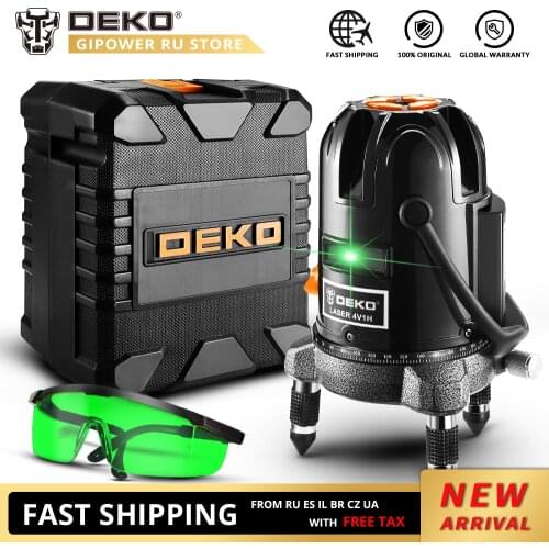 DEKO DKLL501 Green 505nm Vertical Horizontal Laser Lines 5 Lines 6 Points Laser Level Self Leveling 360 Degrees Indoor/Outdoor