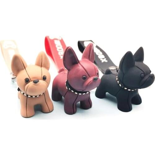Fashion Punk French Bulldog Keychain Cute Leather Dog Keychains Bag Car Decoration Accessories Jewelry Gifts For Women Girls