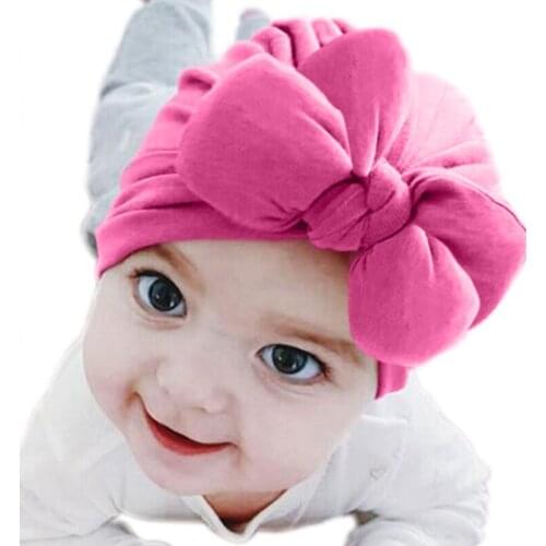 Milk Cotton Hat for Baby Girls Headwrap Big Bow Newborn Warm Hats Kids Girls Boys Bowknot Headwear Turban Beanies Infant Hats