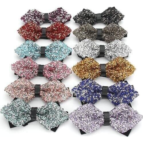 Mens Fashion Adjustable Shinning Rhinestone Luxurious Neck Bow Tie Party Diamond Wedding Business Bowtie Butterfly Accessories