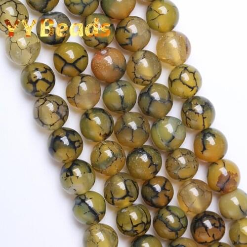 Genuine Yellow Black Dragon Vein Agates Beads Round Loose Charm Beads For Jewelry Making Necklace Bracelet For Women 6 8 10 12mm