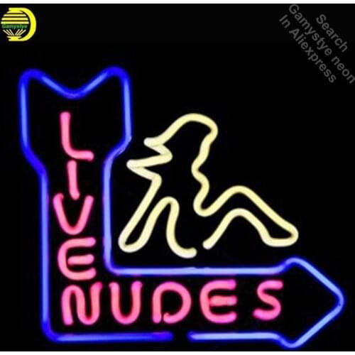 Neon Sign for LIVE NUDES Girl neon bulb Sign Hotel neon lights Sign Real glass Tube HandcraftIconic Sign Display illuminated