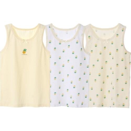 Girls Underwear Vests Thin 3pcs Summer Cute Undershirt Princess Sleeveless Cotton T Shirts Children Tops Teen Home Clothing 3-8Y