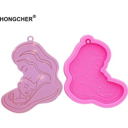 New shiny Pregnant mother jewelry pendant silicone mould, baby shape DIY making keychain earrings jewelry epoxy resin clay mold