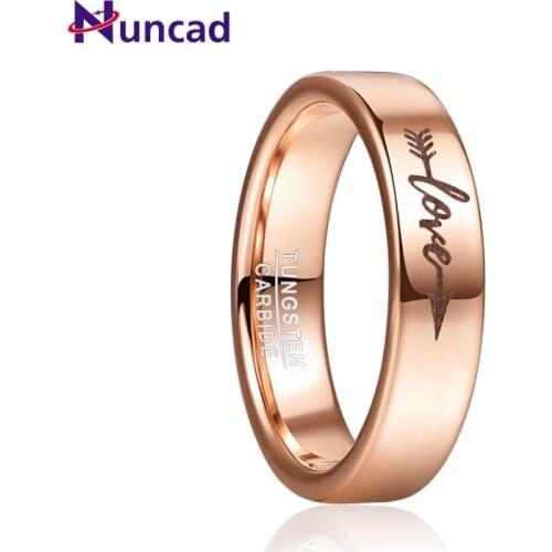 6mm Promise Wedding Rings For Couple Rose Gold Color Laser Love Arrow Tungsten Carbide Ring Good Quality