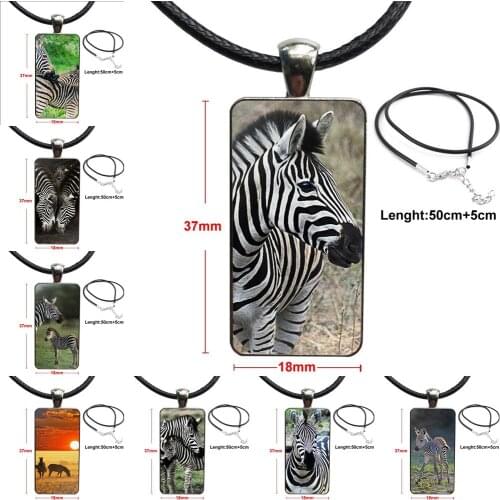 For Kids Beads Glass Cabochon Choker Pendant Rectangle Necklace Steel Color Jewelry Africa Kewende Tossed Zebra
