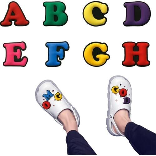 1pcs Colorful Letter PVC Croc Shoe Charms Decoration Accessories Letters JIBZ For Croc Shoes Charms Buckles Kids Party Gift